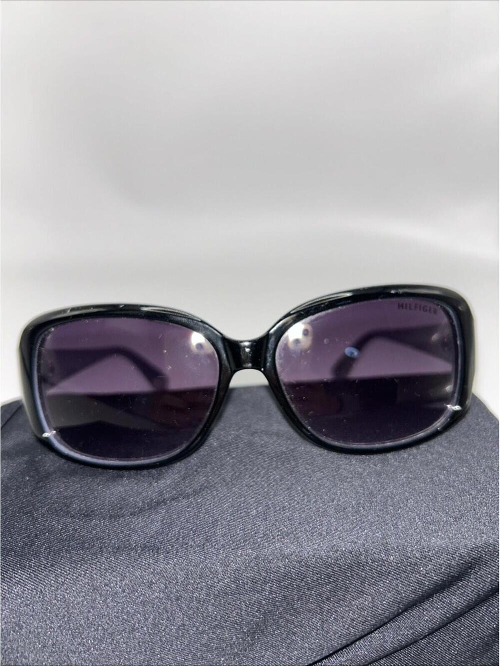 Y2K Vintage Tommy Hilfiger Sunglasses Black Frames Purple Lens Logo